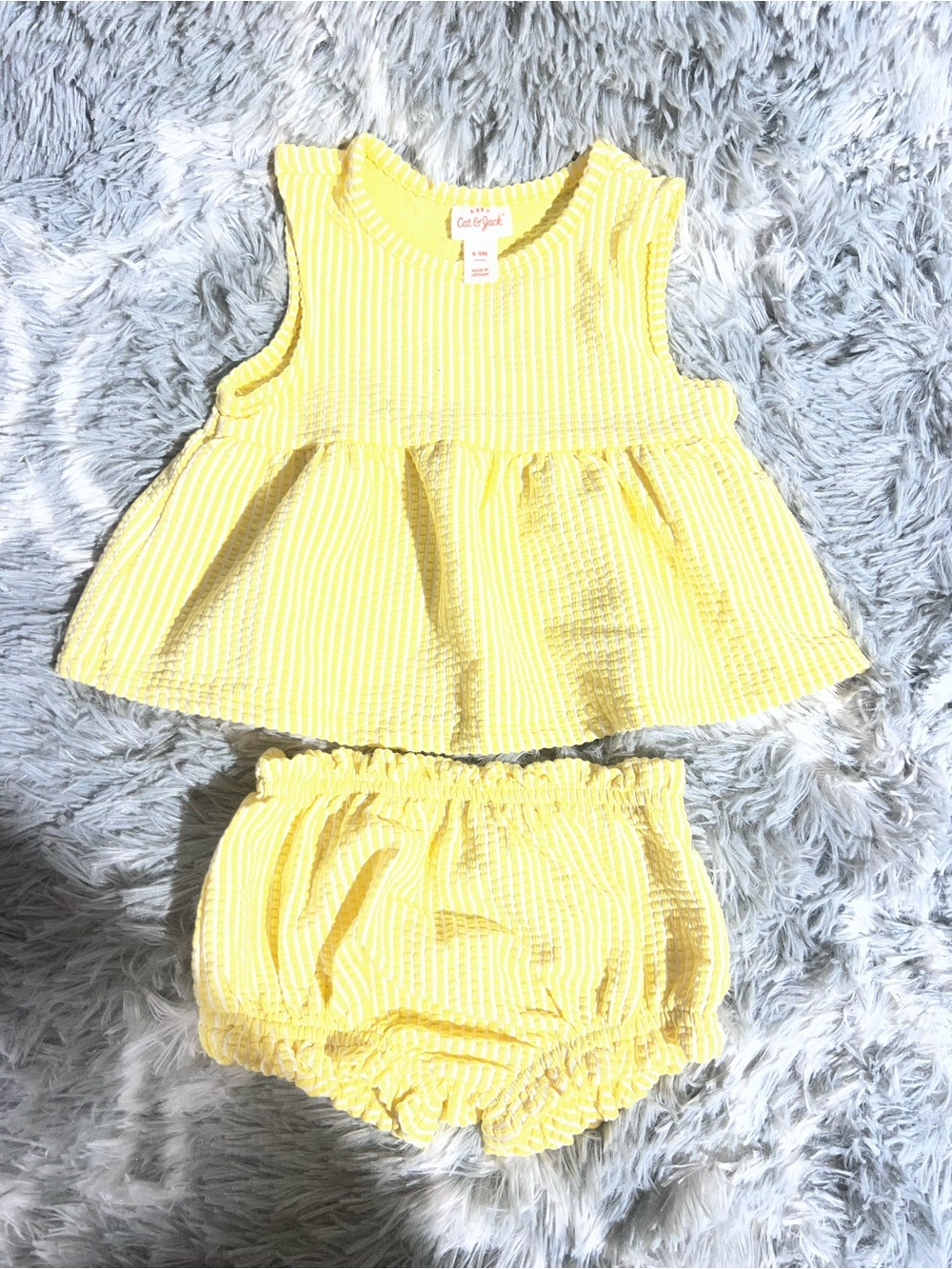 Yellow Seersucker Two-Piece Set